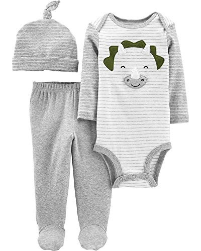 Carter s 3-Piece Dinosaur Take-Me-Home Set 9 Months Gray and White