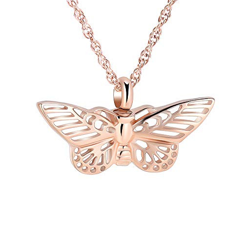 shajwo Cremation Jewelry Butterfly Urn Necklaces for Ashes for Women Gilrs Memorial Keepsake Pendant for Human Pet Rose Gold shajwo Cremation Jewelry Butterfly Urn Necklaces for Ashes for Women Gilrs Memorial Keepsake Pendant for Human Pet Rose Gold