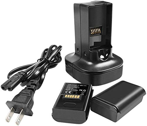 Powtree 2200mAh Dual Charger   Ni-MH Replacement Battery   Charging Kit for Xbox 360 Wireless Controller 2 Packs