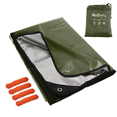 RedSwing Heavy Duty Reflective Survival Space Blanket  Multipurpose Emergency Thermal Blanket for All Weather  Green