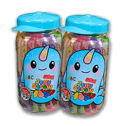 Narwhal Mini-Jelly Straws - Assorted Flavors 800g PET Jar Pack of 2 Jars