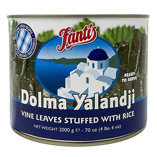 Fantis Dolmas Stuffed Grape Leaves vine leaves stuffed with rice ready to eat meals - Mediterranean meal in a can pure wraps cooked rice tasty bulk food for a great snack Fantis Dolmas Stuffed Grape Leaves vine leaves stuffed with rice ready to eat meals - Mediterranean meal in a can pure wraps cooked rice tasty bulk food for a great snack
