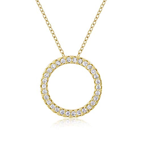 KISPER 18K Gold Plated Cubic Zirconia Circle of Life Pendant Necklace