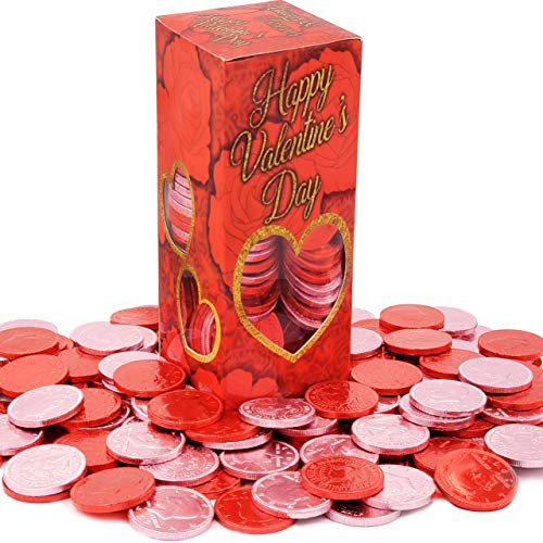 Valentine s Day Belgian Milk Red And Pink Chocolate Coins OU-D Kosher 1LB Box Single Valentine s Day Belgian Milk Red And Pink Chocolate Coins OU-D Kosher 1LB Box Single