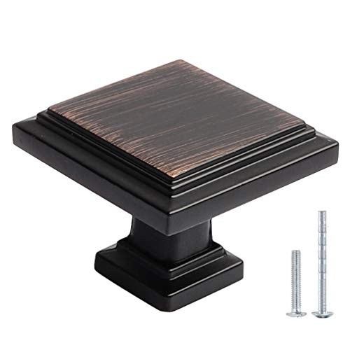 Kasten 10 Pack Dresser Drawer Knobs Bronze Cabinet Knobs Kitchen Hardware Drawer Pulls and Knobs  Oil Rubbed Bronze Square Knob  1-1-4 Length