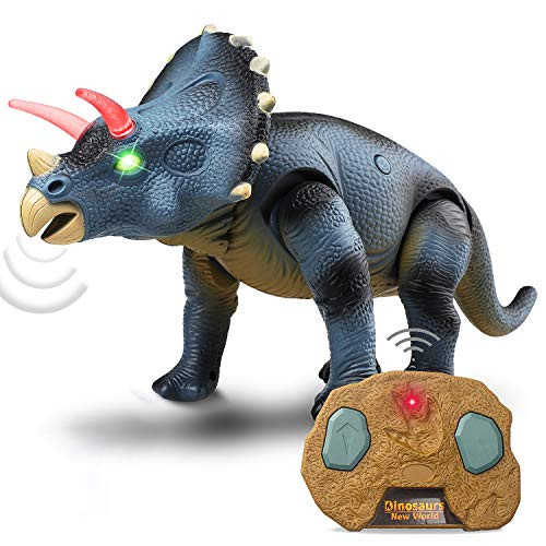 STEAM Life Walking Dinosaur Toy - Triceratops Toy Robot Dinosaur Walks  Mouth Moves  Roars and Lights Up - Electronic Dino Toy for Boys and Girls 3 4 5 6 7 Year Old