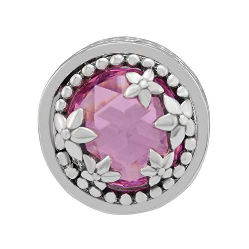 CKK Magnolia Bloom Flower Pink Crystal Charms fit Pandora Bracelets for Jewelry Making  925 Sterling Silver Flower Charms with Classic Pink Crystal