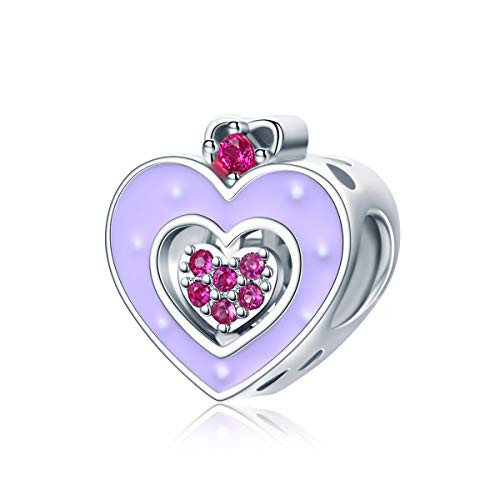 BAMOER Heart Charms 925 Sterling Silver Princess Heart Bead Charm for Original Bracelet Necklace DIY Jewelry Gift BAMOER Heart Charms 925 Sterling Silver Princess Heart Bead Charm for Original Bracelet Necklace DIY Jewelry Gift