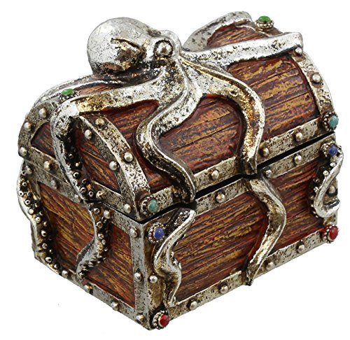 Pirate Chest Octopus Protector of the Booty Trinket Storage Mini Jewelry Box