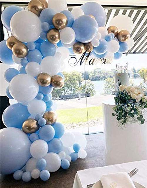 121 PCS Balloon Garland Kit Baby Blue White Gold Chrome Balloon Arch Wedding Bridal Shower Birthday Party Baby Shower Decorations