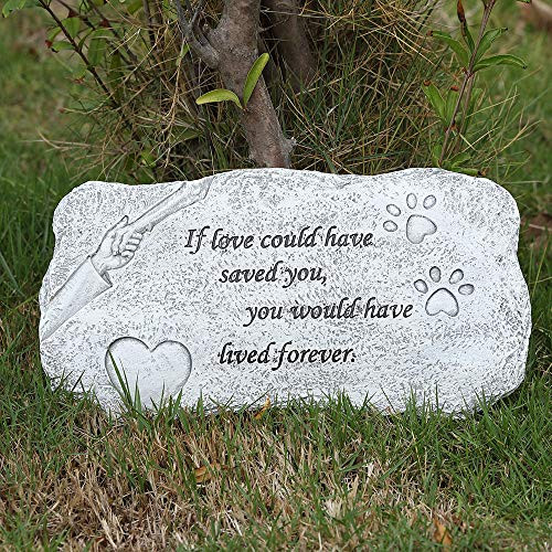 BJSM Pet Memorial Garden Stones  Indoor Outdoor Backyard Marker Grave Tombstone for Dog or Cat Hand-Printed Personalized Loss of Pet Gifts