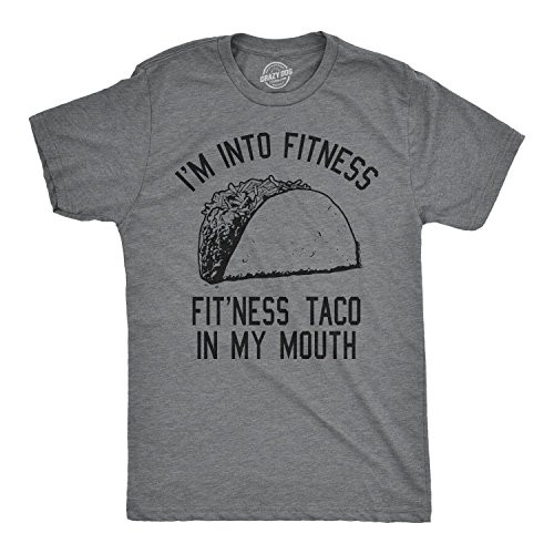 Mens Fitness Taco Funny T Shirt Humorous Gym Graphic Novelty Sarcastic Tee Guys Dark Heather Grey - L
