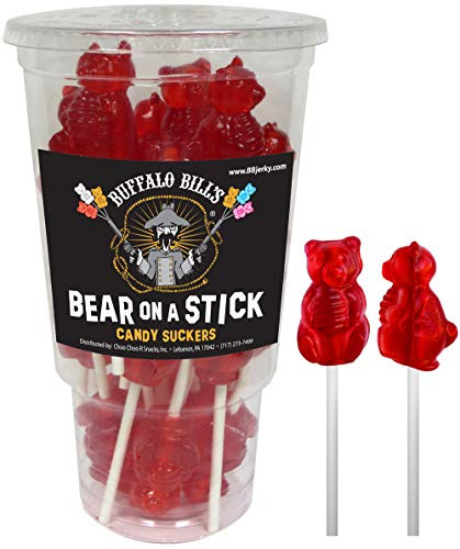 Buffalo Bills Cinnamon Bears On A Stick 24-ct cup wrapped red Cinnamon suckers