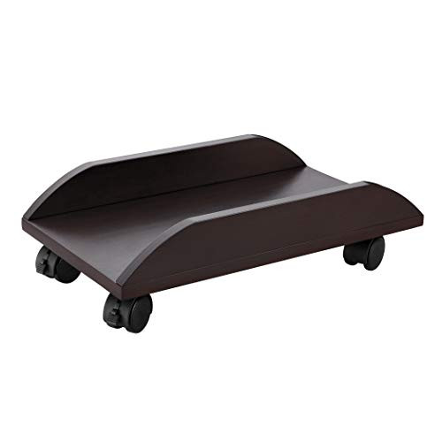 BALANBO CPU Stand PC Cart Computer Bamboo CPU Holder Tower Stand with Baffle with 4 Caster Rolling Wheels with Wheels Under DeskBrown?