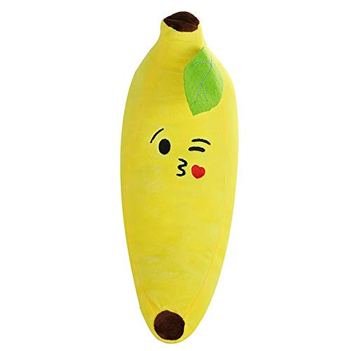 ZYAQ Banana Throw Pillow Plush Stuffed Emoji Emoticon Soft Cushion Toy Doll 45cm-17-7inch Kiss