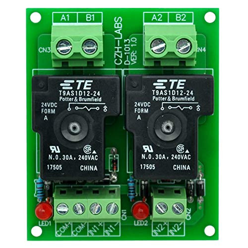 CZH-Labs 24V Passive 2 SPST-NO 30Amp Power Relay Module Board-