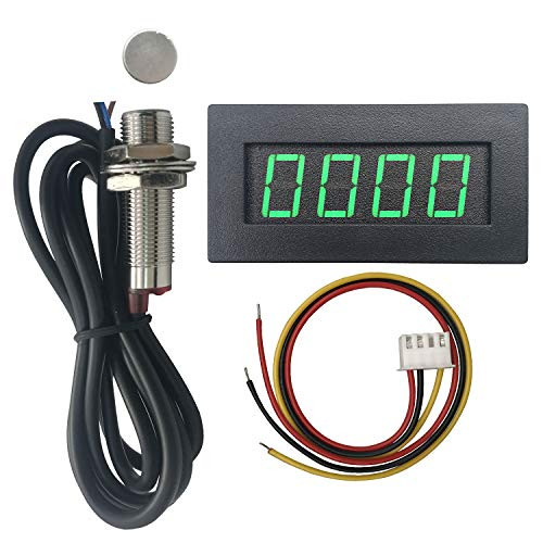 DIGITEN 4 Digital Green LED Tachometer RPM Speed MeterHall Proximity Switch Sensor NPN