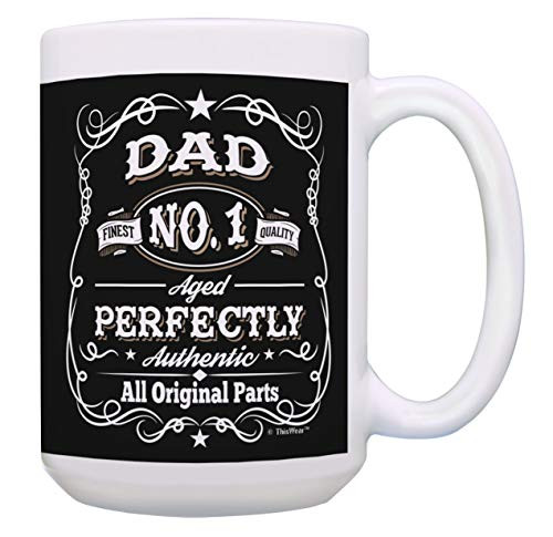 Dad Birthday Cup Authentic Original Parts Father Birthday Gifts 15-oz Coffee Mug Tea Cup Black