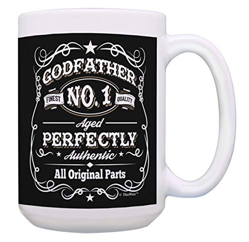 Godfather Birthday Cup Authentic All Original Parts Mug Bday Gift 15-oz Coffee Mug Tea Cup Black