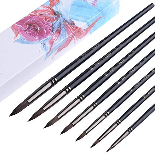 Magritte Watercolor Brushes 7pcs Horse Hair Round Pointed Tip Detail Paint Brush Set for Watercolor Acrylic Gouache Ink Oil Tempera Paint by NumbersBlack Magritte Watercolor Brushes 7pcs Horse Hair Round Pointed Tip Detail Paint Brush Set for Watercolor Acrylic Gouache Ink Oil Tempera Paint by NumbersBlack