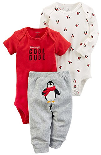 Carter s Baby Boys  3 Piece Cool Penguin Little Character Set 9 Months Gray