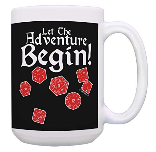 Classic Gamer Let The Adventure Begin Board Game Dice 15-oz Coffee Mug Tea Cup Black Classic Gamer Let The Adventure Begin Board Game Dice 15-oz Coffee Mug Tea Cup Black