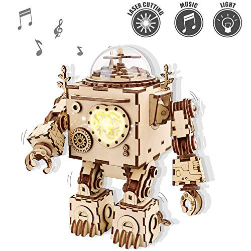 ROKR Wooden Music Box Kit-Hand Crank Musical Mechanism-3d Wooden Model Building Kit Orpheus