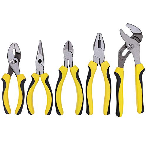 TOPLINE 5-Piece Pliers Set  Included 8-in Groove Joint Pliers  7-inch Linesman Pliers  6-inch Long Nose Pliers  6-inch Slip Joint Pliers  6-inch Diagonal Pliers for Basic Repair  DIY Projects