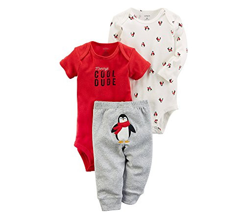 Carter s Baby Boys  3 Piece Cool Penguin Little Character Set Newborn Gray