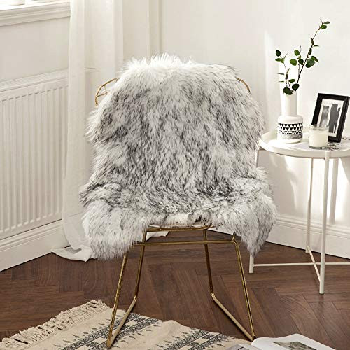 MIULEE Luxury Super Soft Fluffy Area Rug Faux Fur Sheepskin Rug Decorative Plush Shaggy Carpet for Bedside Sofa Floor Nursery 2 x 3 Feet  Gradient Grey