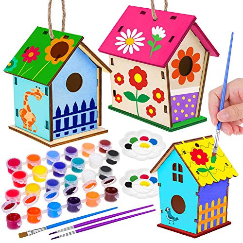 Audab Kids Bird House Kits Build and Paint Bird House Kit with 3 Pack DIY Birdhouses 12-Color Paint and Paint Brushes for Kids Wooden Arts and Crafts Audab Kids Bird House Kits Build and Paint Bird House Kit with 3 Pack DIY Birdhouses 12-Color Paint and Paint Brushes for Kids Wooden Arts and Crafts