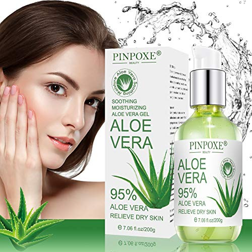 Aloe Vera Gel Pure  Organic Aloe Vera Moisturizer  Pure Aloe Vera Soothing Gel Natural for Face  Body  Hair  Facial Moisturizer  After Sun Body Moisturisers - Care for Sunburn  200ml