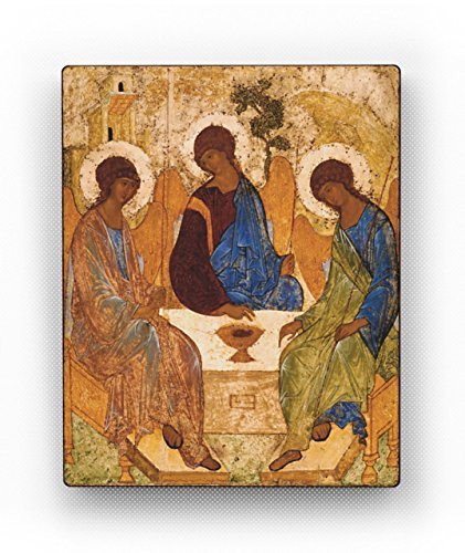 The Holy Trinity. Andrei Rublev Russian Religious Icon Canvas Decor on Wood