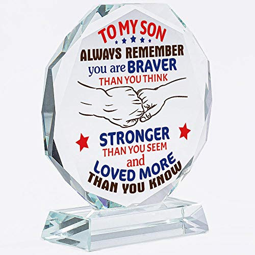 Son Gifts From MOM   DAD   Mother   Parents   Christmas   Inspirational   Father   Keepsake   Crystal   Paperweight