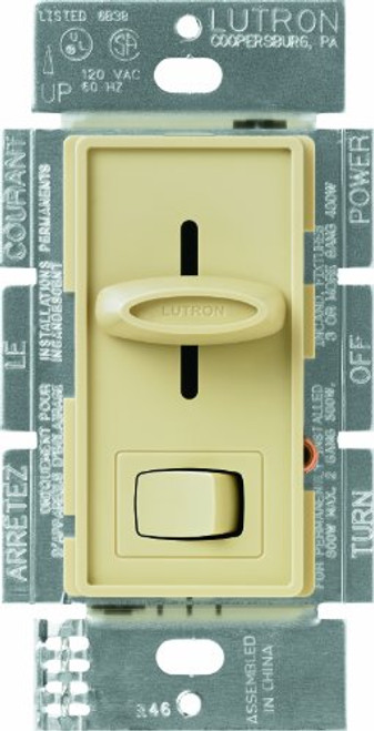 Lutron S-603PNL-IV Skylark 600-Watt 3-Way Dimmer with Locator Light, Ivory