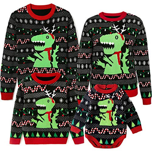 Simplee kids Ugly Christmas Sweater Family Matching Outfits for Holiday Party Knitted Pullover for Winter 5-6T Kids