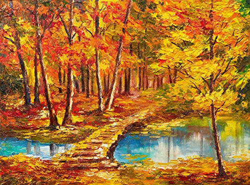 Bgraamiens Puzzle- Autumn Forest-1000 Pieces Oil Painting Nature Scenery Series Art Jigsaw Puzzles