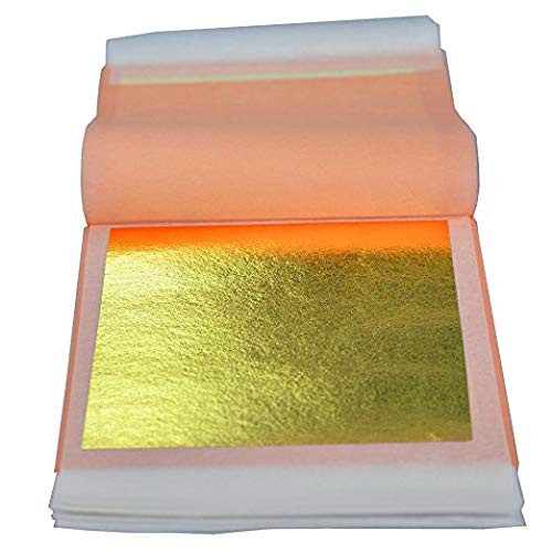 sim gold leaf 10 Sheets  3-1-8 inches Booklet Loose Leaf Professional Quality Genuine Edible Gold Leaf Sheets  24k
