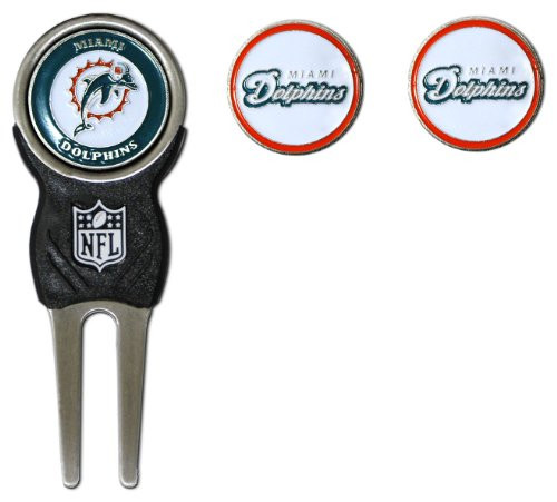 Team Golf NFL Miami Dolphins Divot Tool with 3 Golf Ball Markers Pack  Markers are Removable Magnetic Double-Sided Enamel