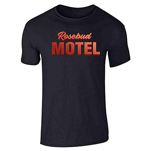 Rosebud Motel Logo Retro Funny Rose Family Black L Graphic Tee T-Shirt for Men