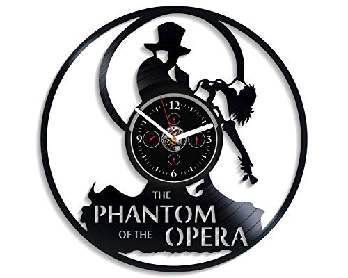 Kovides The Phantom of The Opera Wall Clock Vintage Vinyl Record Retro Wall Clock Large Film Movie Drama Wall Clock 12 Inch Birthday Gift Opera Gift for Girl New Year Gift Home Wall Art
