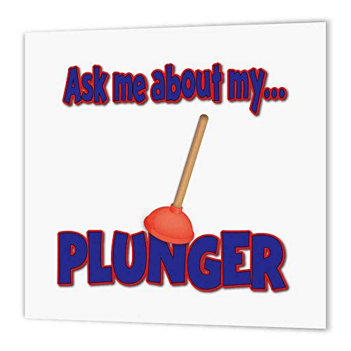 3dRose ht1609113 Funny Ask Me About My Plunger Plumber Design Iron on Heat Transfer  10 by 10-Inch  for White Material