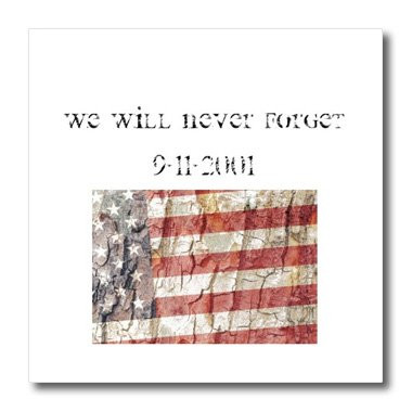 3dRose ht280623 American Flag We Will Never Forget-Iron on Heat Transfer for White Material  10 by 10-Inch