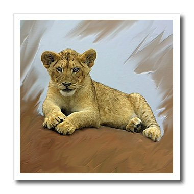 3dRose ht40583 Lion Cub-Iron on Heat Transfer for White Material  10 by 10-Inch