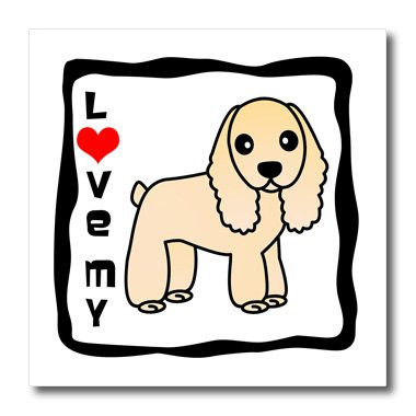 3dRose ht153643 Love My Cocker Spaniel Buff-Iron on Heat Transfer for White Material  10 by 10-Inch