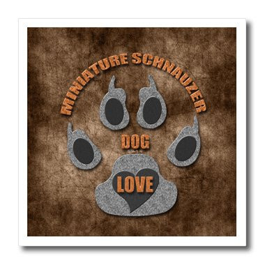 3dRose ht220883 Miniature Schnauzer Dog Love Dog Breed in Gray and Brown Iron on Heat Transfer for White Material  10 by 10-Inch