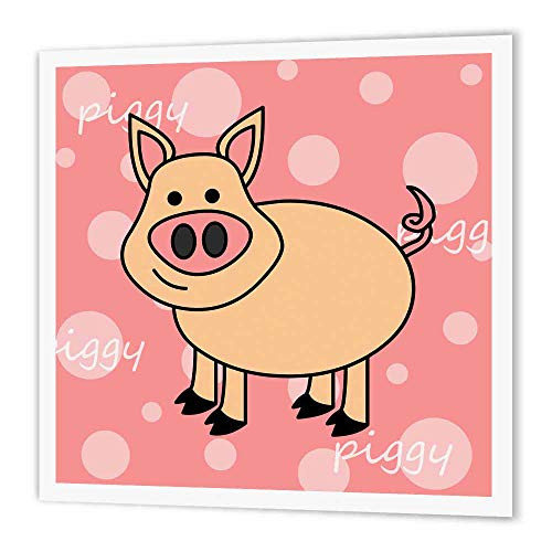 3dRose ht61793 Pink Piggy Design Happy Pig Iron on Heat Transfer for White Material  10 by 10-Inch