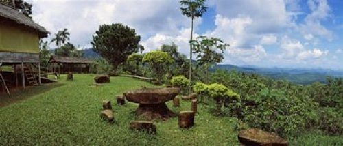 Stone table with seats Flores Island Indonesia Poster Print 15 x 6
