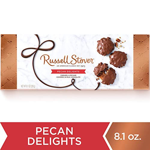 Russell Stover  Pecan Delights  Caramel and Pecans Covered in Milk Chocolate  Chocolate Gift Box  8-1 Ounce 9 Pieces