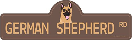 SignMission German Shepherd Street Sign   Indoor-Outdoor   Dog Lover Funny Home Decor for Garages  Living Rooms  Bedroom  Offices Personalized Gift   24  Wide